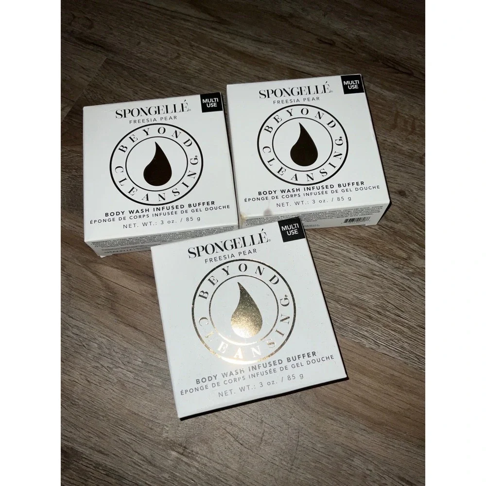 Spongelle Body Wash Infused Buffer Freesia Pear Set of 3 Multi-Use Exfoliating